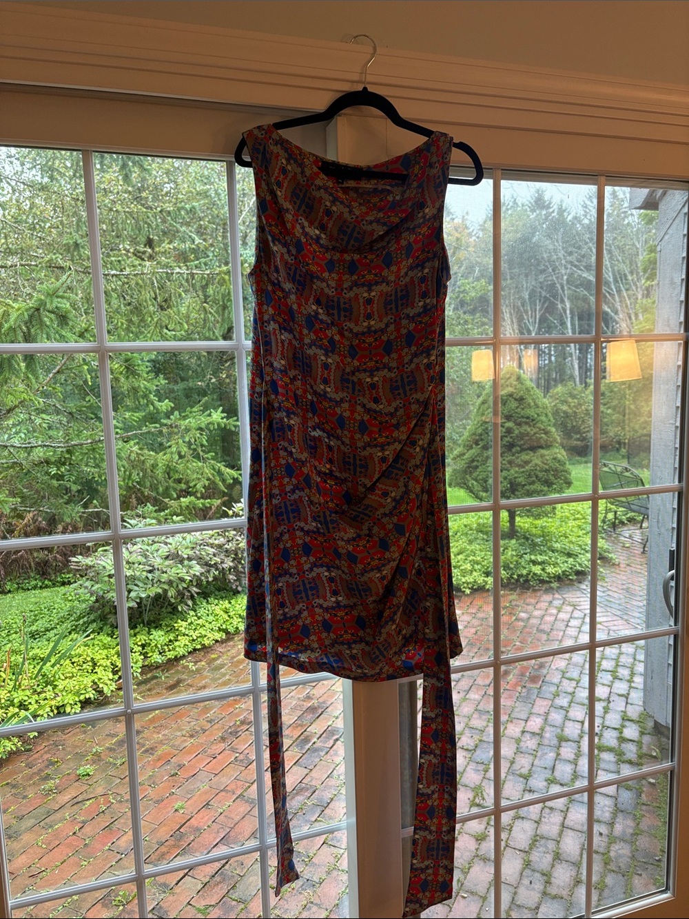 Annabelle Multicolor Patterned Midi Dress with Sash